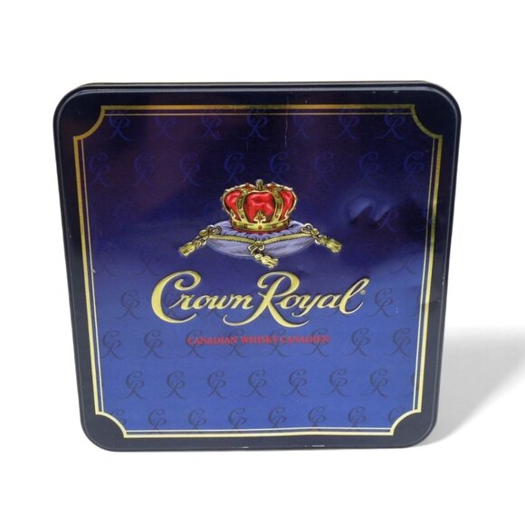 CROWN ROYAL Canadian Whisky Square Tin Box Barware Decor Vintage - Picture 2 of 8